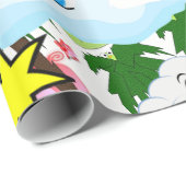 Cadeau Papier à envelopper Cochons Unicorne Arc-en-ciel (Coin rond)