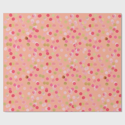 Cadeau Papier à envelopper Confetti rose et or (Plat)