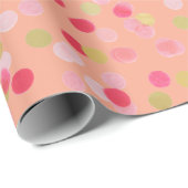 Cadeau Papier à envelopper Confetti rose et or (Coin rond)