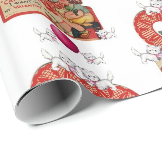 Cadeau Papier à envelopper de la Saint-Valentin Chaton Vi (Coin rond)