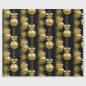 Cadeau Papier à envelopper de Noël Boules d'or noir (Plat)