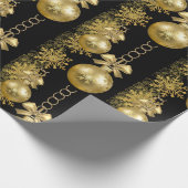 Cadeau Papier à envelopper de Noël Boules d'or noir (Coin)