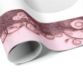 Cadeau Papier à envelopper de Noël Boules roses Snowman (Coin rond)