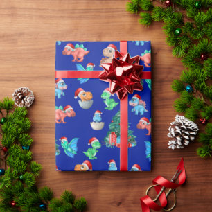 Cadeau Papier à envelopper de Noël Dinosaure Enfants mign