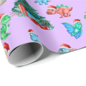 Cadeau Papier à envelopper de Noël Dinosaure Enfants mign (Coin rond)