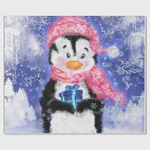 Cadeau Papier à envelopper de Noël Petit pingouin avec ca (Plat)
