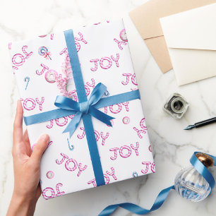 Cadeau Papier à envelopper de Noël Sucre de canne rose Jo