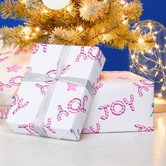 Cadeau Papier à envelopper de Noël Sucre de canne rose Jo