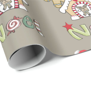 Cadeau  Papier à envelopper de pain d'épices de Noël