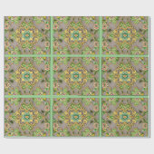 Cadeau Papier à envelopper dentelle textile vert (Plat)