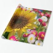 Cadeau Papier à envelopper Fleurs de soleil (Déroulé)