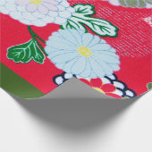 Cadeau Papier à envelopper KIMONO MOTIF FLEURS ROUGE ET B (Coin)