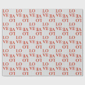 Cadeau Papier à envelopper - LOVE Red Stripes Grey (Plat)