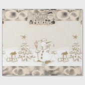 Cadeau Papier à envelopper Noël Joyeux Vacances Snowman (Plat)