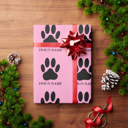 Cadeau Papier à envelopper noir et rose pour chien (Cadeau de vacances)