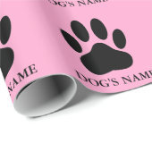 Cadeau Papier à envelopper noir et rose pour chien (Coin rond)