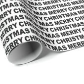 Cadeau Papier à envelopper noir sur blanc de la typograph (Coin rond)