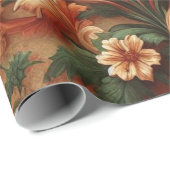 Cadeau Papier à envelopper - Orange brûlé, Crème, Vert mo (Coin rond)