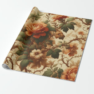 Cadeau Papier à envelopper - Orange brûlé, Crème, Vert mo