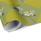 Cadeau Papier à envelopper Orchidées blanches fleurs sur (Coin rond)