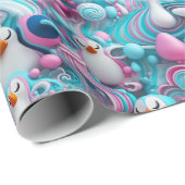 Cadeau Papier à envelopper - Pingouins à fierté transgenr (Coin rond)