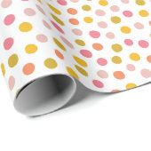 Cadeau Papier à envelopper pois jaune, rose et vert (Coin rond)