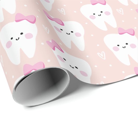 Cadeau Papier à envelopper pour dent mignonne pour fille (Coin rond)
