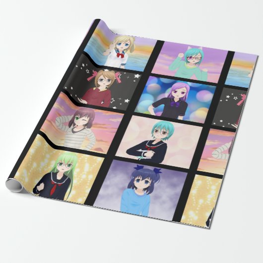 Cadeau Papier à envelopper pour filles d'Anime (Déroulé)