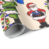 Cadeau Papier à envelopper Quatre Santas Couleurs (Coin rond)