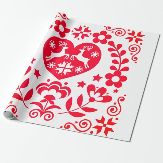 Cadeau Papier à envelopper RED SCANDINAVIAN NOËL DESIGN (Déroulé)
