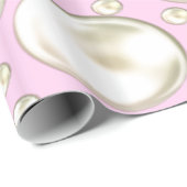 Cadeau Papier à envelopper rose et perles (Coin rond)