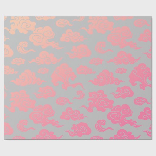 Cadeau Papier à envelopper ROSE NUAGE MOTIF CHINOIS (Plat)