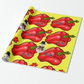 Cadeau Papier à envelopper rouge de Noël jaune (Déroulé)