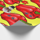 Cadeau Papier à envelopper rouge de Noël jaune (Coin)