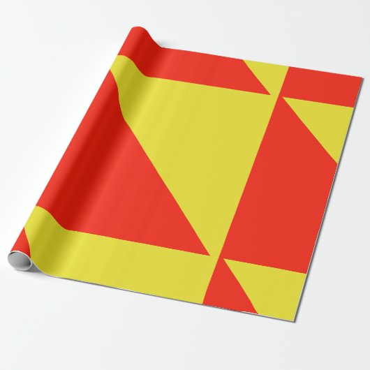Cadeau Papier à envelopper rouge et jaune (Déroulé)