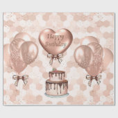 Cadeau Papier à envelopper Rouleau 6' Rose Or Anniversair (Plat)