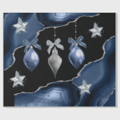 Cadeau Papier à envelopper rouleaux de Noël bleu/argent (Plat)