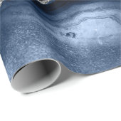 Cadeau Papier à envelopper rouleaux de Noël bleu/argent (Coin rond)