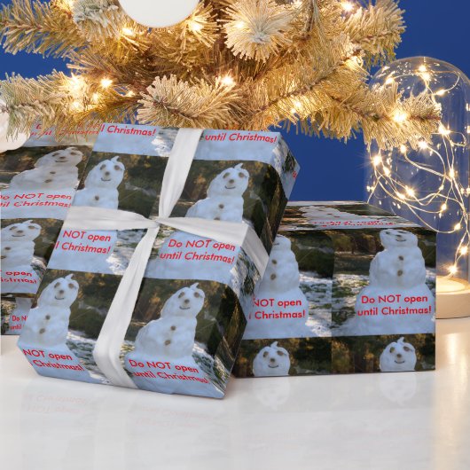 Cadeau Papier à envelopper Snowman ne s'ouvre pas avant N (Vacances)