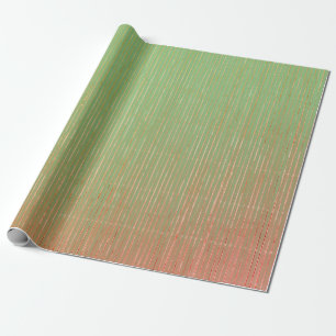 Cadeau Papier à envelopper STRIPES VERTES ET ROSES FADÉES