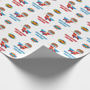Cadeau Papier à envelopper Superhero (Nom Personnalisé Du