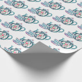 Cadeau Papier à envelopper - Teapot à rayures bleues, Cou (Coin)