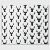 Cadeau Papier à envelopper - Tête de cerf noir et blanc (Plat)