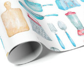 Cadeau Papier à envelopper - Ustensiles de cuisine (Coin rond)