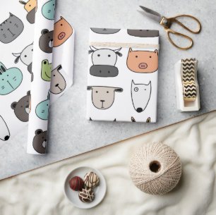 Cadeau Papier à envelopper - Visages animaux