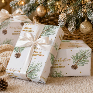Cadeau Papier à lettres de Noël à branche de pin aquarell