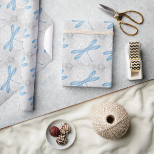 Cadeau Papier à Mariage de dragonfly bleu
