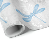 Cadeau Papier à Mariage de dragonfly bleu (Coin rond)