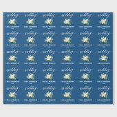 Cadeau Papier à Mariage floral bleu (Plat)