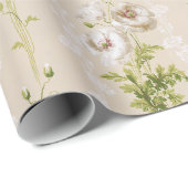 Cadeau Papier à Mariage vintage blanc de pavot (Coin rond)